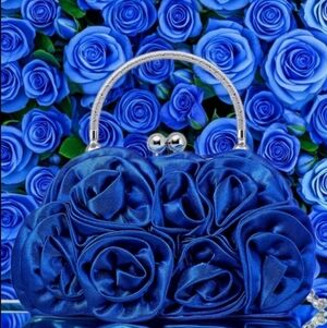Elegant Blue Floral Clutch